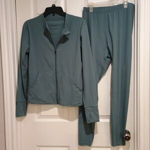 Women's Ouoa Teal Leggings and Jacket Set Size Large